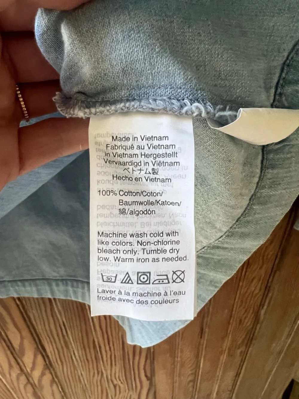 Madewell | K8912 Chambray Long Puff Sleeve Tie Back Swing Shirt | XS - Picture 7 of 7